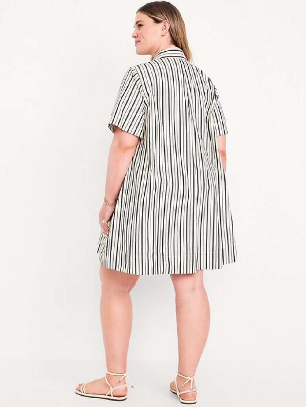 Old Navy Mini Shirt Swing Dress Soft Black Stripe - Picture 4 of 5